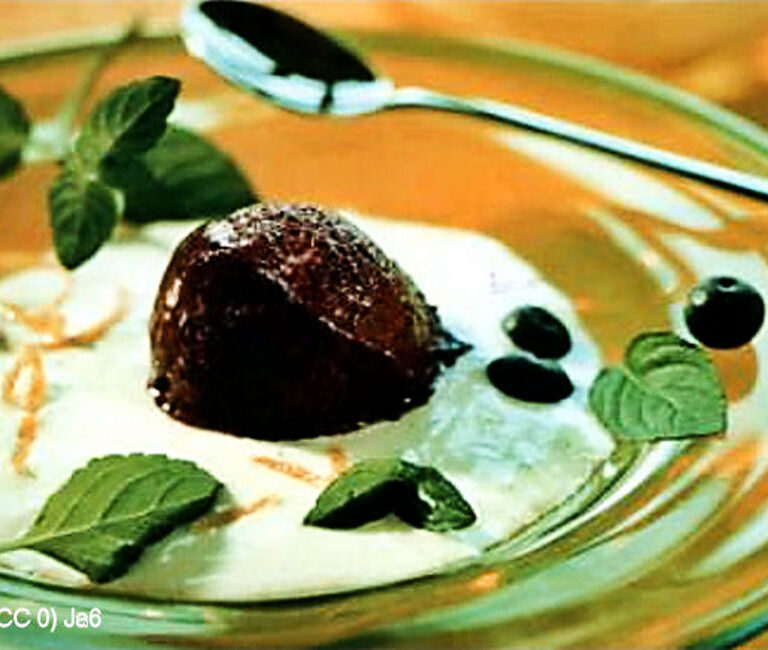Sorbet aux myrtilles sauce yaourt